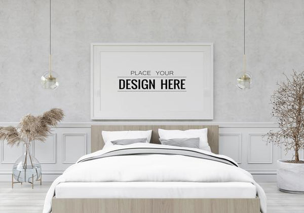 Free Poster Frame Mockup Interior In A Bedroom Psd