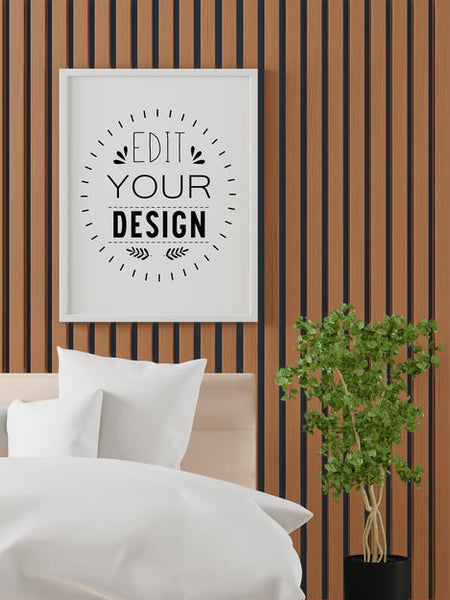 Free Poster Frame Mockup Interior In A Bedroom Psd