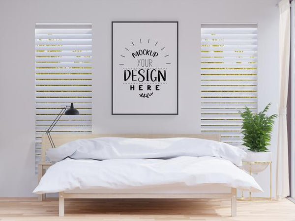 Free Poster Frame Mockup Interior In A Bedroom Psd