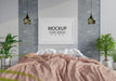 Free Poster Frame Mockup Interior In A Bedroom Psd