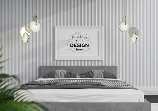 Free Poster Frame Mockup Interior In A Bedroom Psd