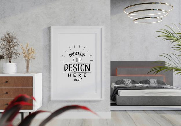 Free Poster Frame Mockup Interior In A Bedroom Psd