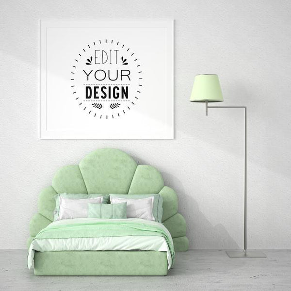 Free Poster Frame Mockup Interior In A Bedroom Psd