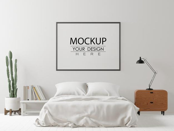 Free Poster Frame Mockup Interior In A Bedroom Psd