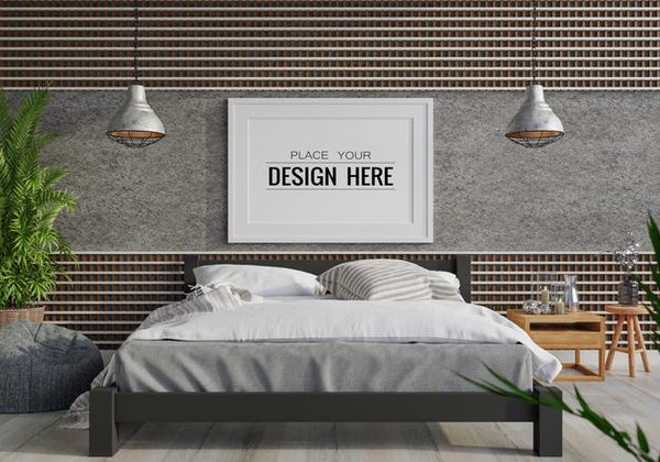 Free Poster Frame Mockup Interior In A Bedroom Psd