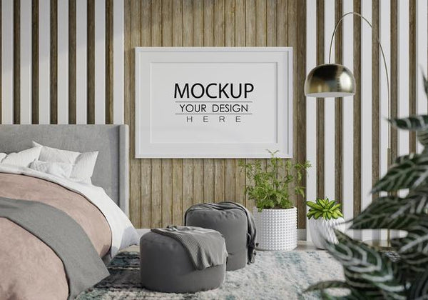 Free Poster Frame Mockup Interior In A Bedroom Psd