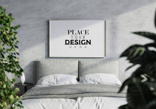 Free Poster Frame Mockup Interior In A Bedroom Psd