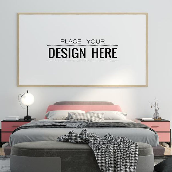 Free Poster Frame Mockup Interior In A Bedroom Psd