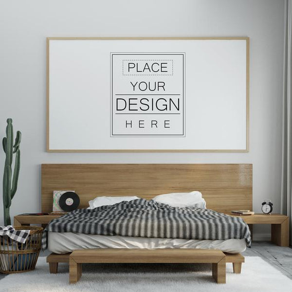 Free Poster Frame Mockup Interior In A Bedroom Psd