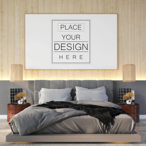 Free Poster Frame Mockup Interior In A Bedroom Psd