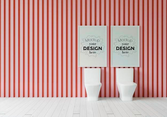 Free Poster Frame Mockup On Bathroom Interior Psd