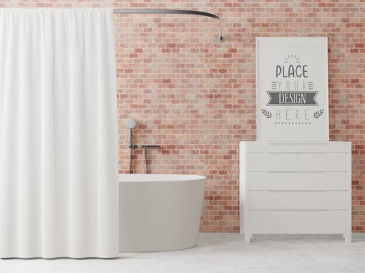 Free Poster Frame Mockup On Bathroom Interior Psd