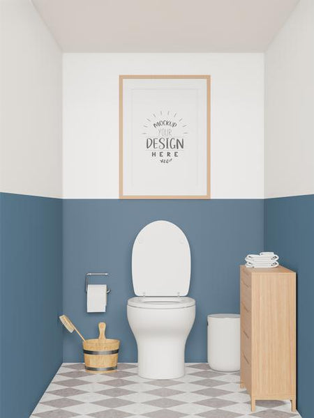 Free Poster Frame Mockup On Bathroom Interior Psd