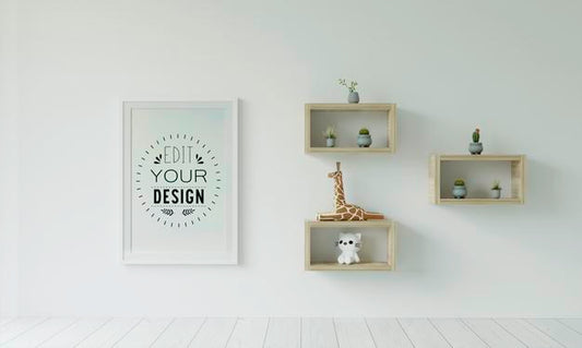 Free Poster Frame Mockup On The Wall With Plant Psd