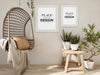 Free Poster Frame Mockup On The Wall With Plant Psd