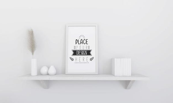 Free Poster Frame Mockup On The Wall With Plant Psd