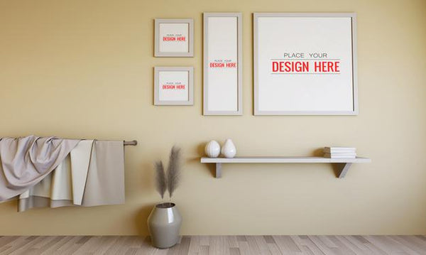 Free Poster Frame Mockup On The Wall With Plant Psd