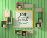 Free Poster Frame Mockup With Shelf On Green Wall Psd