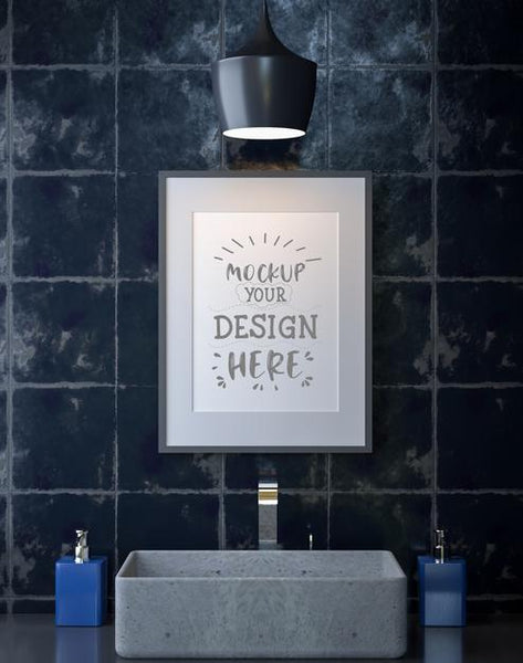 Free Poster Frame On Bathroom Interior Psd