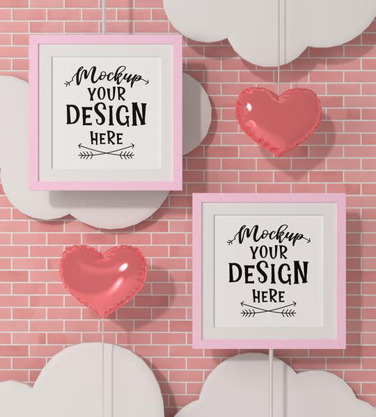 Free Poster Frames In Brick Wall Mockup Psd