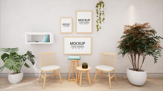 Free Poster Frames In Living Room Mockup Psd