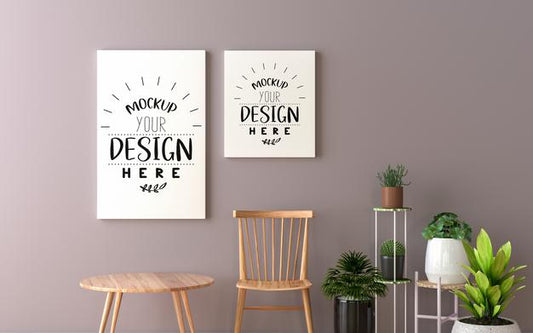 Free Poster Frames In Living Room Mockup Psd