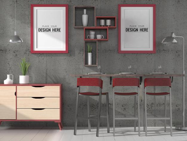 Free Poster Frames In Living Room Mockup Psd