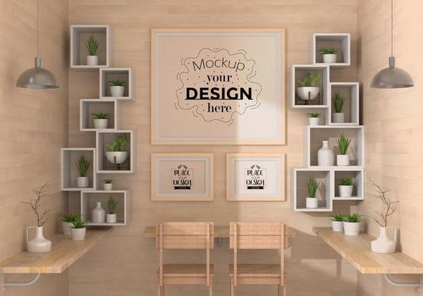 Free Poster Frames In Living Room Mockup Psd