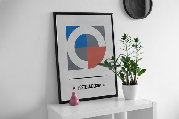 Free Poster On Desk Psd Mockup