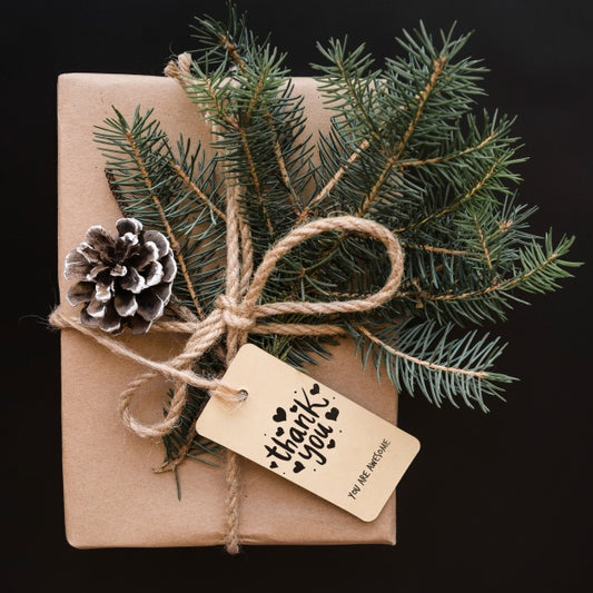 Free Present Box Mockup With Christmas Concept Psd