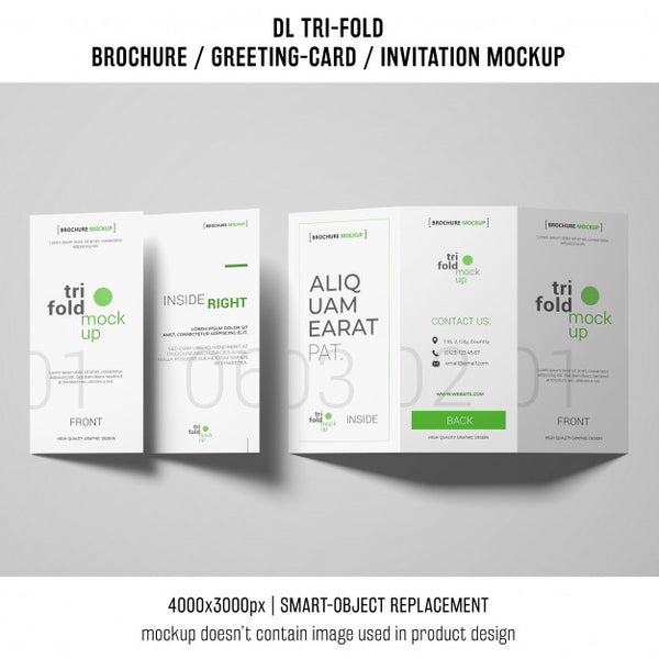 Free Professional Trifold Brochure Or Invitation Mockup Psd