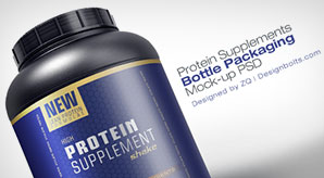 Free Protein Powder / Supplement Packaging Bottle Mockup Psd