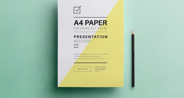 Free Psd A4 Overhead Paper Mock-Up