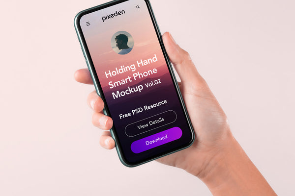 Free Psd Hand Holding Phone Mockup