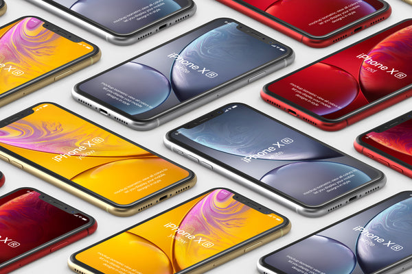 Free Psd Iphone Xr Mockup Isometric Vol2