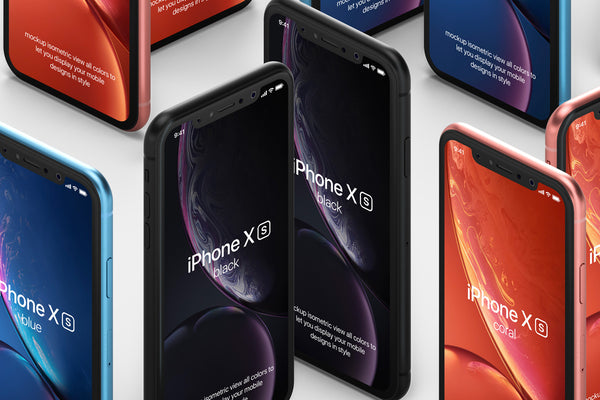 Free Psd Iphone Xr Mockup Isometric Vol3