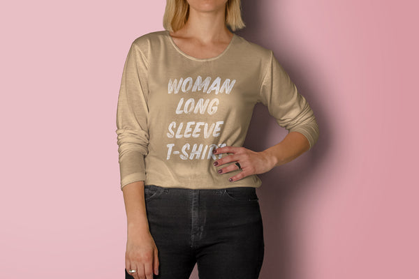 Free Psd Woman Long Sleeve T-Shirt Mockup