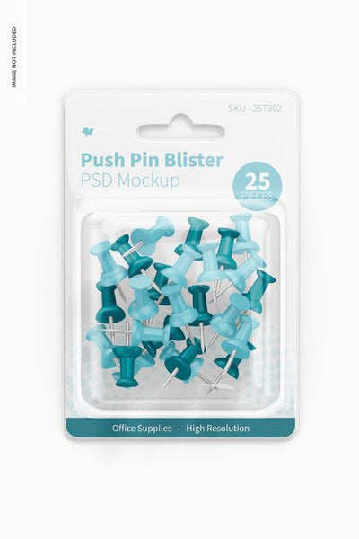 Free Push Pin Blister Mockup, Top View Psd