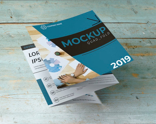 Free Quadfold Brochure Mockup Psd