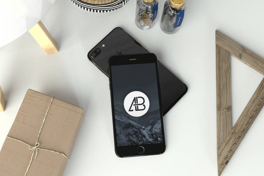 Free Realistic Jet Black Iphone 7 Plus Mockup