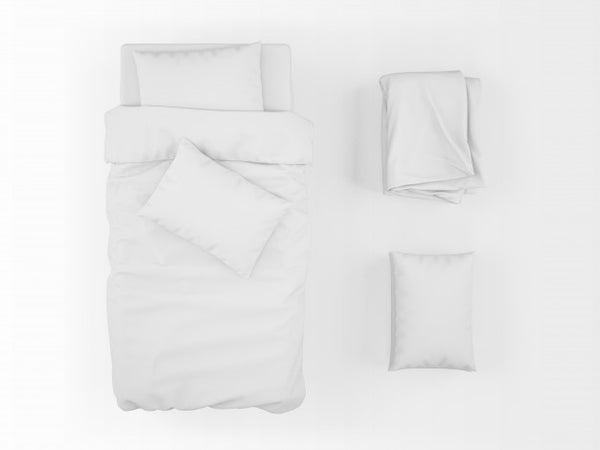 Free Realistic Single Bed, Duvet And Pillow Mockup On Top View Psd