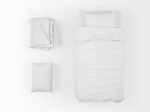 Free Realistic Single Bed, Duvet And Pillow Mockup On Top View Psd