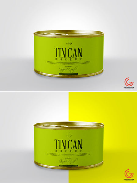 Free Realistic Tin Can Packaging Mockup