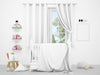 Free Realistic White Baby Bedroom With A Window And A Cradle Psd