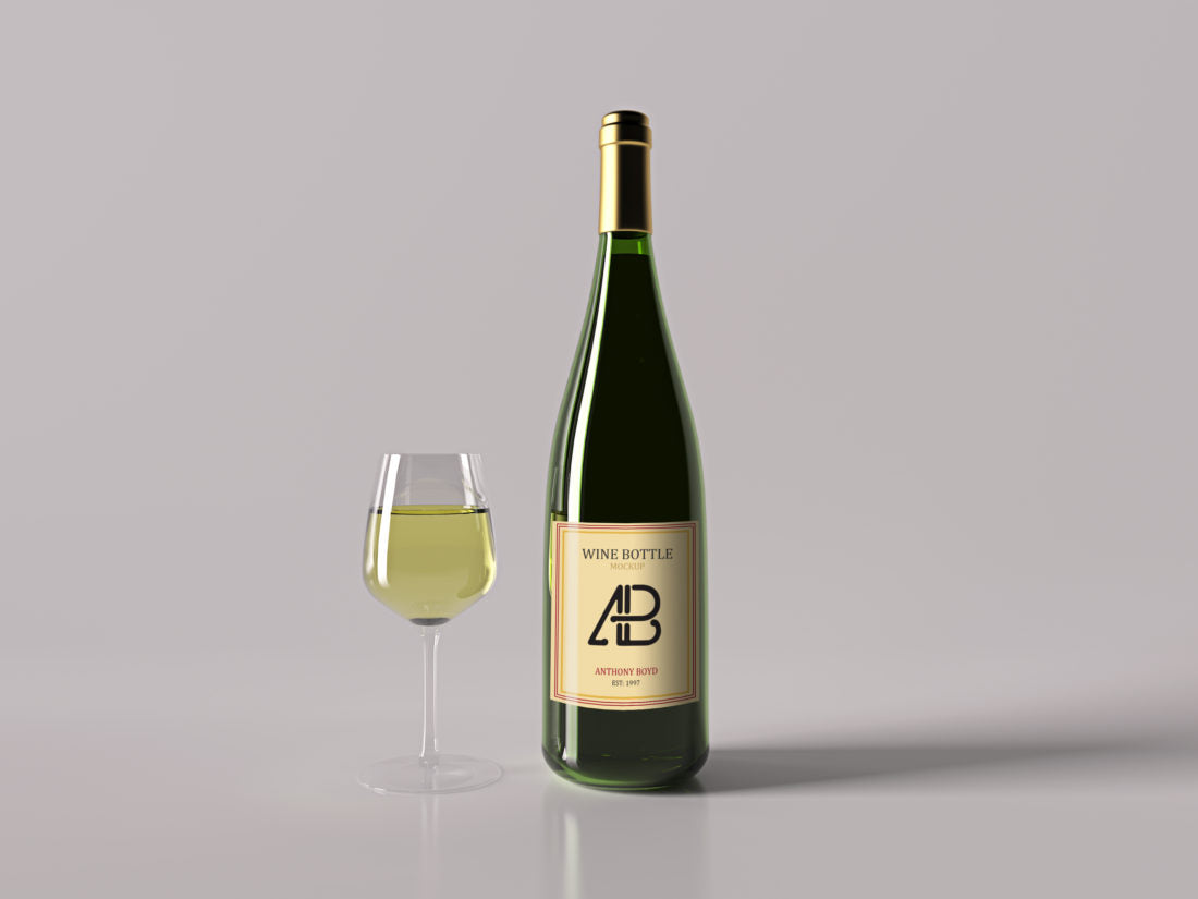 Free Realistic Wine Bottle Mockup Vol.2