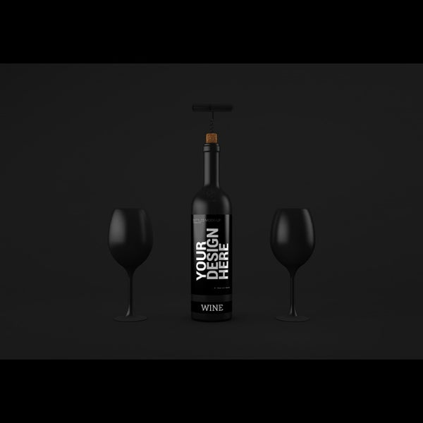 Free Realistic Wine Bottle Presentation Psd