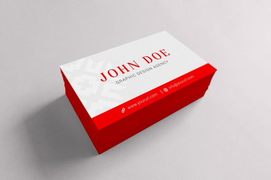 Free Red And White Business Card Mock Up Psd