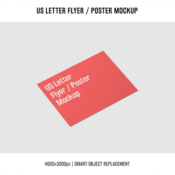 Free Red Us Letter Flyer Or Poster Mockup Psd