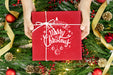 Free Red Wrapped Christmas Present Mockup Psd