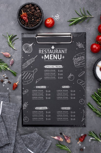 Free Restaurant Menu Concept Mock-Up Psd
